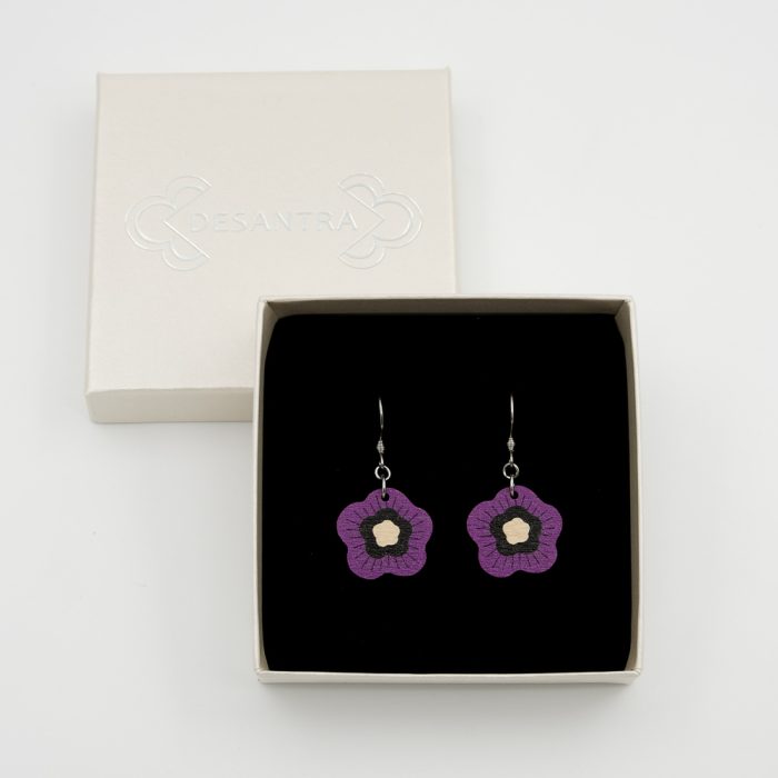 Kajo korvakorut, violetti, koukkukiinnitys